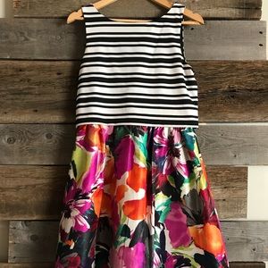 Gorgeous floral and stripe midi dress